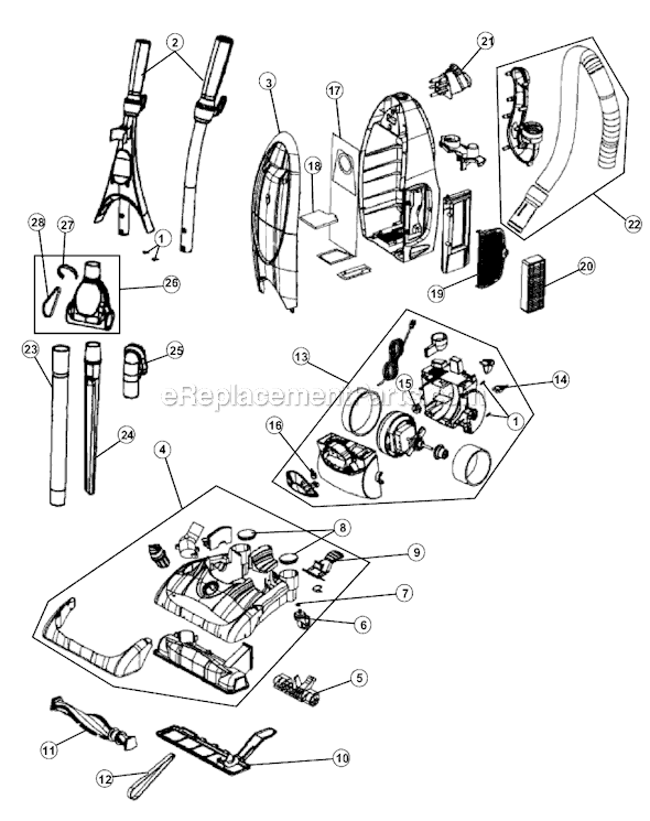 Page A Diagram and Parts List for M086020  Dirt Devil Upright Vacuum